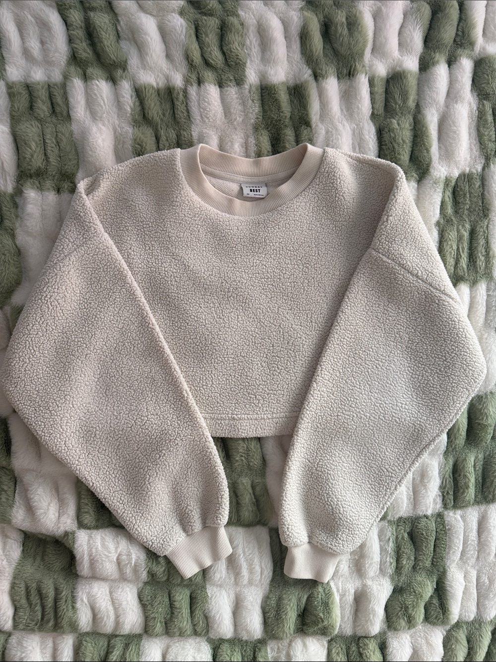 Sunday Best Cream Cropped Sherpa Sweatshirt - Women
